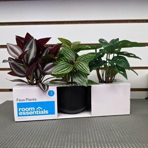 Zero-Maintenance Greenery! Artificial Plant Set (3-Pack) w/ Black Pots